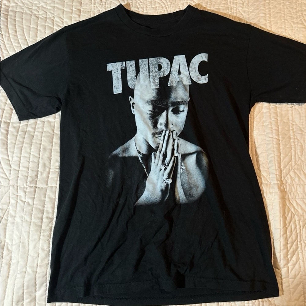 2PAC Men's T-Shirt Tupac Short Sleeve Round Neck Tee Top Black Size Small, NWOT - Picture 1 of 2